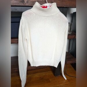Aritzia Cozy White Turtleneck Sweater